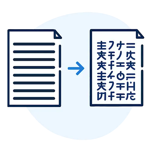 Illustration einer Übersetzung eines Textes in eine andere Sprache