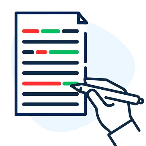 Illustration wie ein Text korrigiert wird